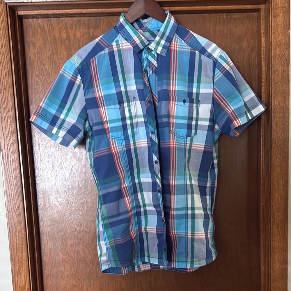 Vibrant Plaid Short Sleeve Shirt for Men